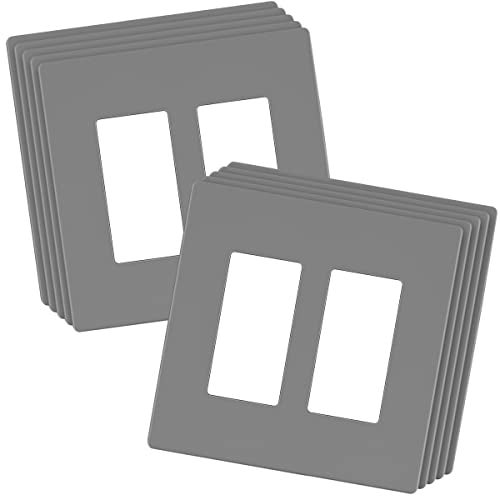 LIDER Double Decorator Switch Cover Screwless Wall Plate MidSize 2Gang 488 x 492 LSWP32MGY10P UL Listed Thermoplastic Matte Gray 10Pack - Image 1