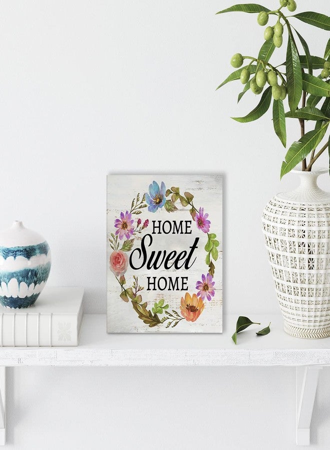 MAVOTEN Floral Home Sweet Home Wood Box Sign Rustic Family Wooden Box Sign Home Desk Shelf Decor (5 X 5 Inch) - Image 4