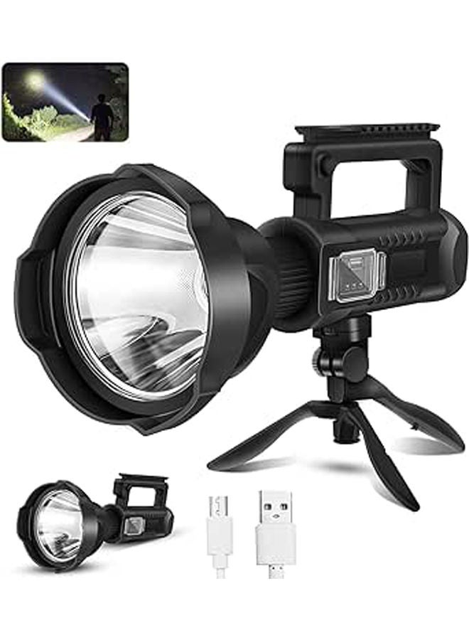 Generic Chanarily Rechargeable High Lumens Spotlight Flashlight, 100000 Lumens Super Bright LED Searchlight with Tripod, 4 Modes, IPX5 Waterproof, Handheld Spotlight for Camping, Home Security, Emergency  - Image 1
