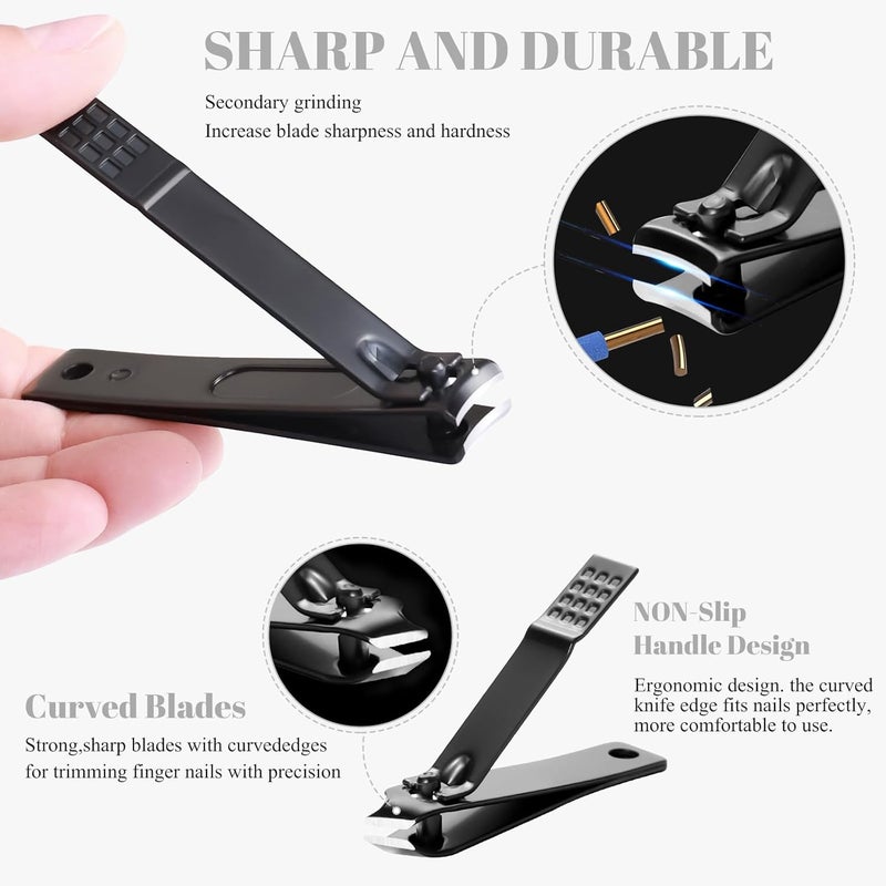 QLNE High Precision Stainless Steel Nail Clippers Set - 15 Pcs Manicure Pedicure Kit With File, Sharp Scissors, and Cutter for Fingernails & Toenails - Stylish Light Gray Case - Image 3