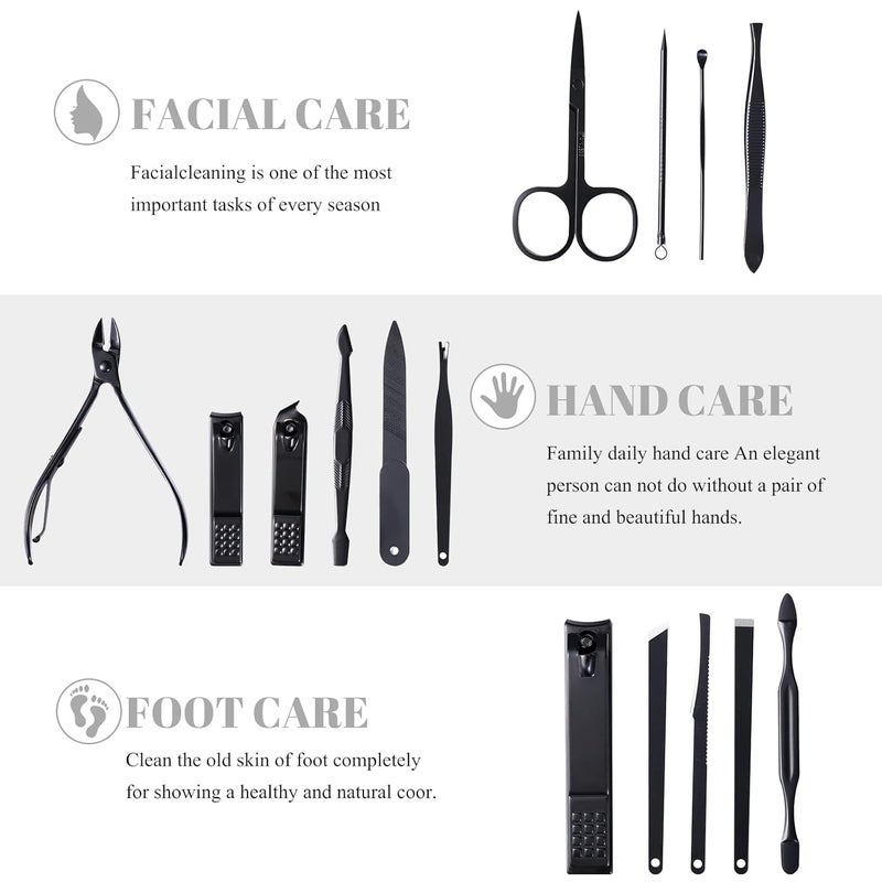 QLNE High Precision Stainless Steel Nail Clippers Set - 15 Pcs Manicure Pedicure Kit With File, Sharp Scissors, and Cutter for Fingernails & Toenails - Stylish Light Gray Case - Image 2
