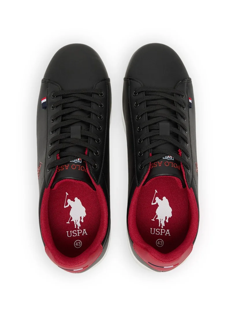 U.S. Polo Assn. Men's Black Low-Top Sneakers - Bold Lace-Up Style, Comfortable Casual Footwear