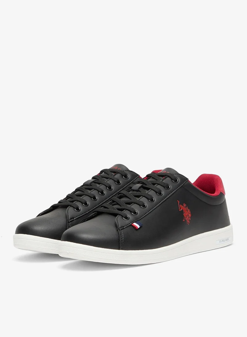 U.S. Polo Assn. Black/Red Men's Black Low-Top Sneakers - Bold Lace-Up Style Shoes, Comfortable Casual Footwear for Men | Best Price UAE
