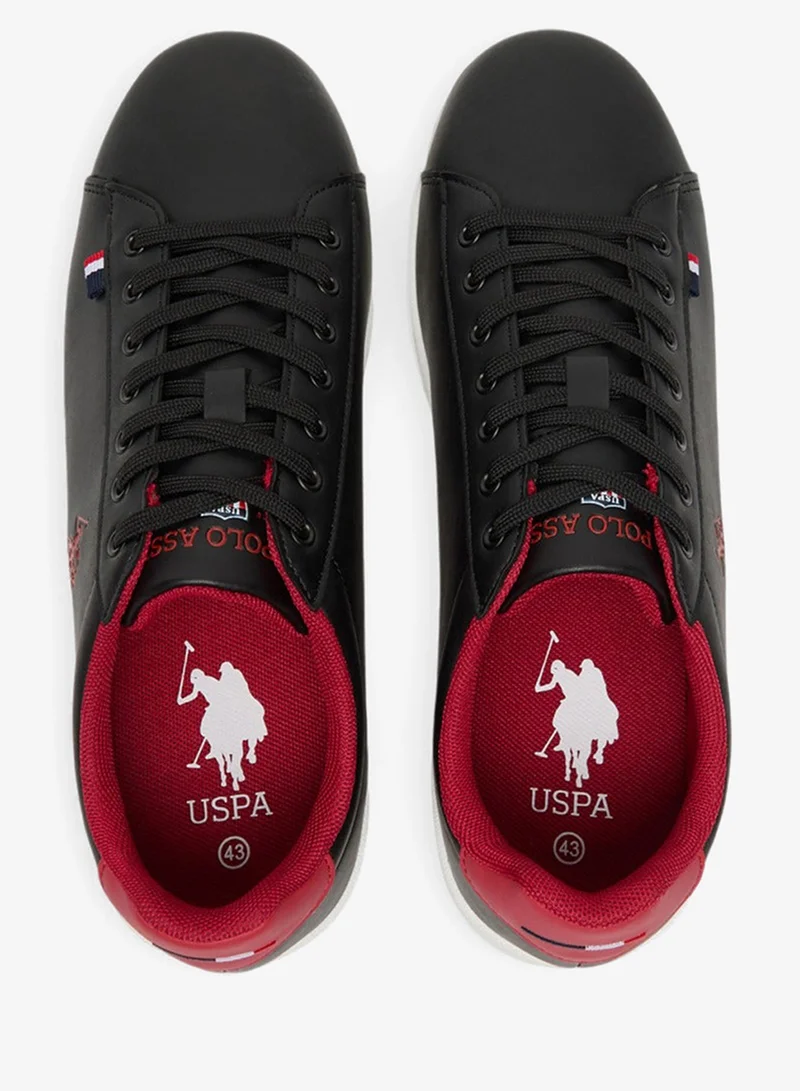 U.S. Polo Assn. Black/Red Men's Black Low-Top Sneakers - Bold Lace-Up Style Shoes, Comfortable Casual Footwear for Men | Best Price UAE
