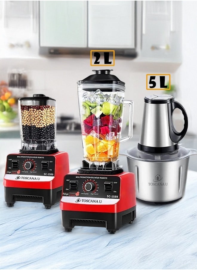TOSCANA U - 3 in 1 set of electric meat and vegetable grinder, 5 liters capacity, and multi-functional blender with 2 liters grinder. - Image 1