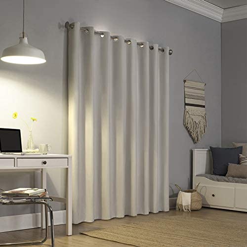 Bright Dcor 100 Blackout Curtain Polyester Room Darkening Eyelet with 3 Layers Weaving Technology Thermal Insulated Heavy Polyester Solid Curtain 7 Feet 4 Piece Door Curtain White