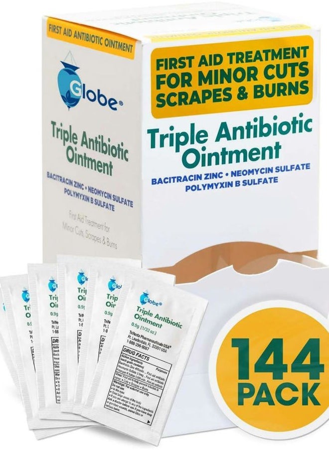 Globe (144 Pack) Triple Antibiotic Ointment 0.9g Single Packet, First Aid Kit for Minor Scratches, Wounds, Cuts and Burns, Prevents Infection Active Ingredients Compare to Leading Brand, Travel Size  - Image 5