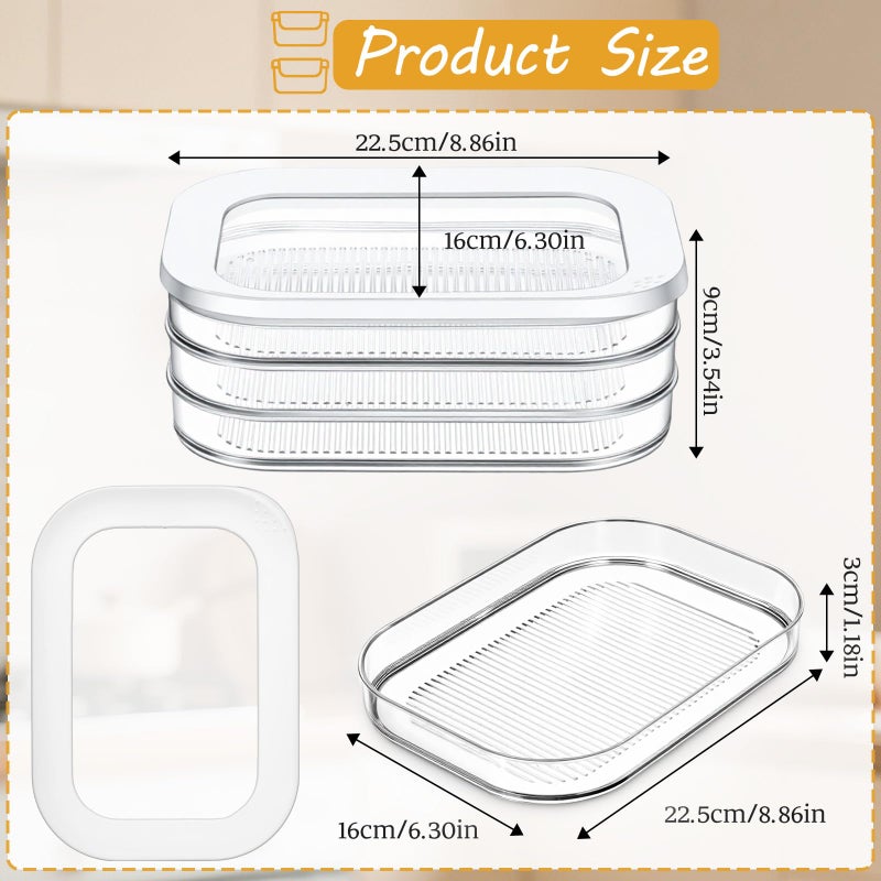 Qulkws 6 Pcs Deli Meat Container for Fridge Stackable Bacon Cheese Container Lunch Meat Food Storage Boxes with Lid for Cold Cuts, Cheese, Lunchmeat, Salami - Image 2