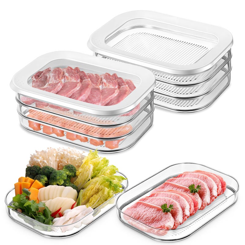 Qulkws 6 Pcs Deli Meat Container for Fridge Stackable Bacon Cheese Container Lunch Meat Food Storage Boxes with Lid for Cold Cuts, Cheese, Lunchmeat, Salami - Image 1