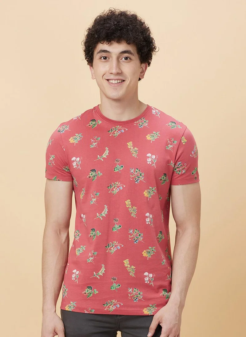 بيينغ هيومان Conversational Printed Round Neck Short Sleeves Pure Cotton T-shirt
