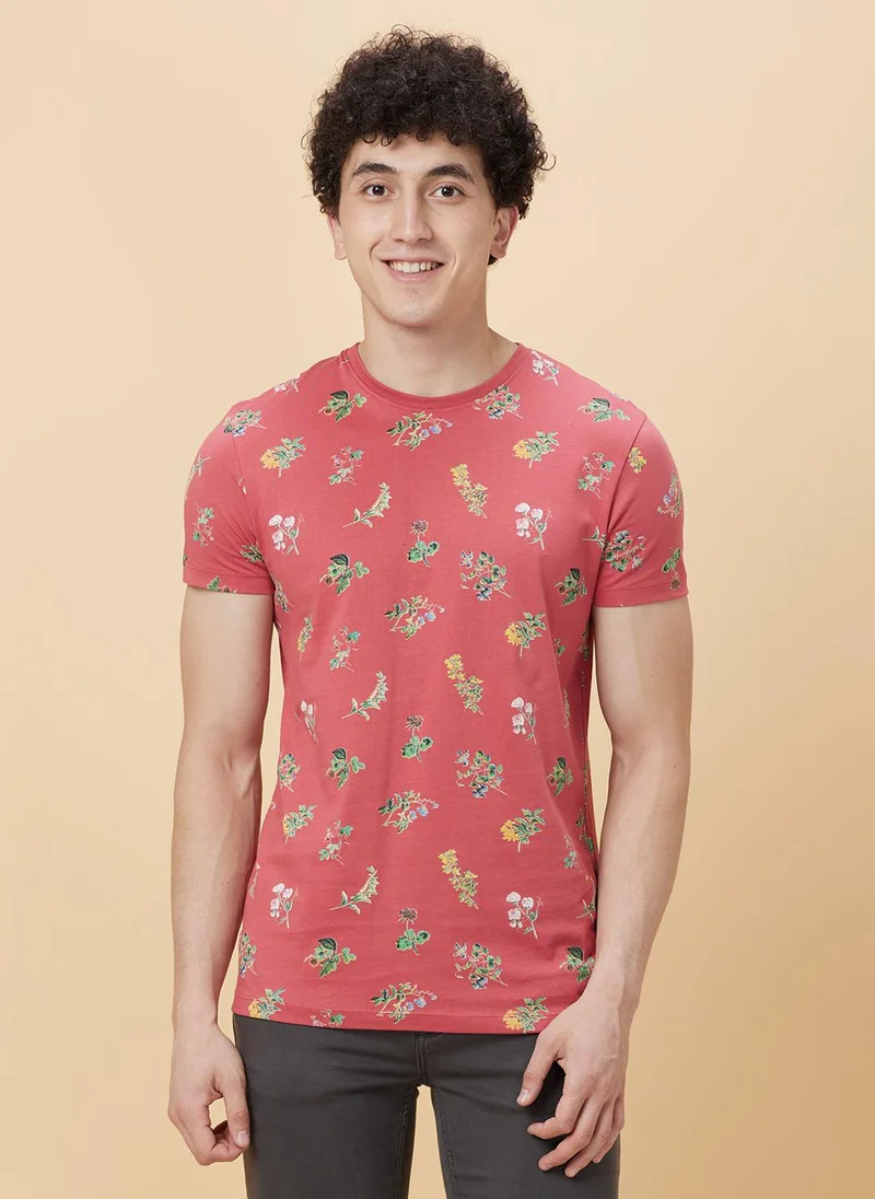 بيينغ هيومان Conversational Printed Round Neck Short Sleeves Pure Cotton T-shirt