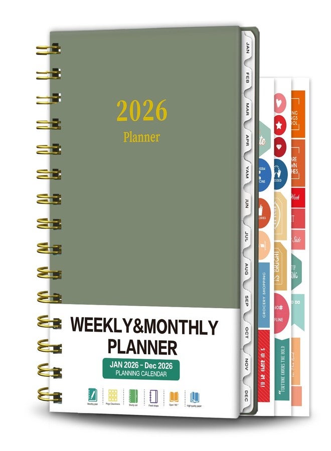 Ymumuda Academic Planner 2026,Weekly and Monthly Calendar Planner (Jan. 2026-Dec. 2026),8.5"×6.4",Hardcover Teacher School Supplies,Premium Thick Paper,Planners for School/Work Office, Brownish Gray - Image 1