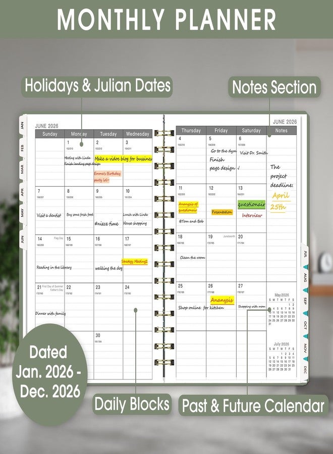 Ymumuda Academic Planner 2026,Weekly and Monthly Calendar Planner (Jan. 2026-Dec. 2026),8.5"×6.4",Hardcover Teacher School Supplies,Premium Thick Paper,Planners for School/Work Office, Brownish Gray - Image 2