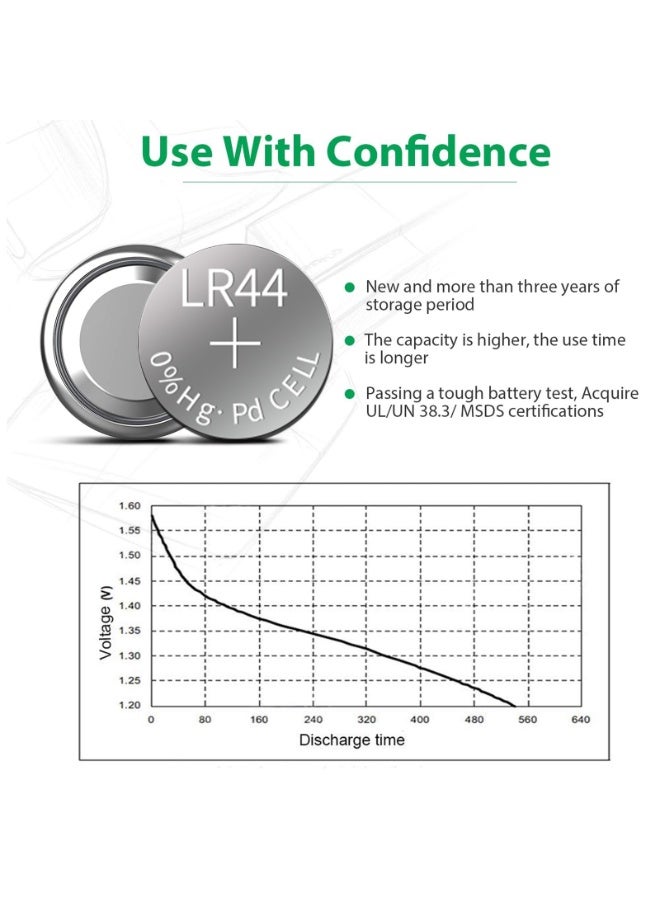 HUA DAO 20 Pack LR44 AG13 357 303 SR44 Battery 1.5V Button Coin Cell Batteries - Image 2