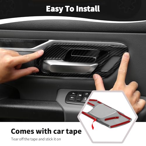 JOSHELA for RAM TRX Inner Door Handle Cover Trim Bowl Fit for Dodge RAM TRX 2018-Present Black Carbon Fiber Interior Accessories 4pcs - Image 5