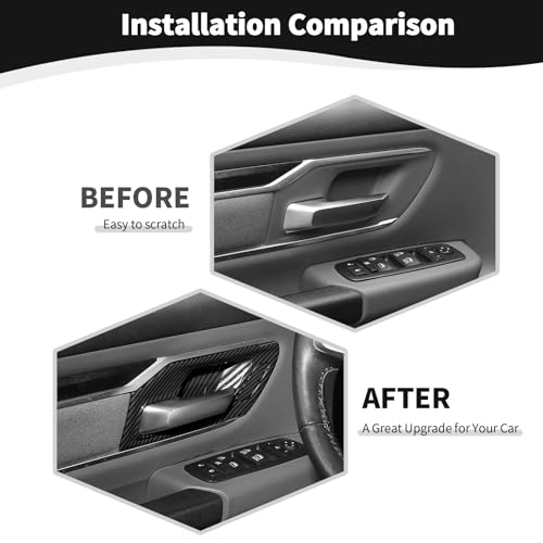 JOSHELA for RAM TRX Inner Door Handle Cover Trim Bowl Fit for Dodge RAM TRX 2018-Present Black Carbon Fiber Interior Accessories 4pcs - Image 2
