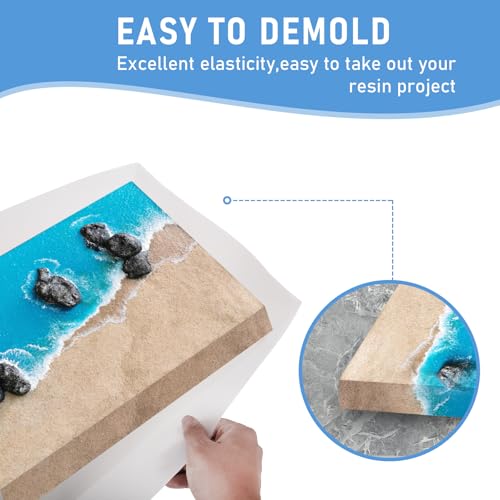 Vehipa Extra Large Epoxy Resin Mold 22.63x11.81x1.38in, Reusable Resin Molds for River Table, Coffee Table, Trays, Cutting Boards, DIY Resin Art - Image 3