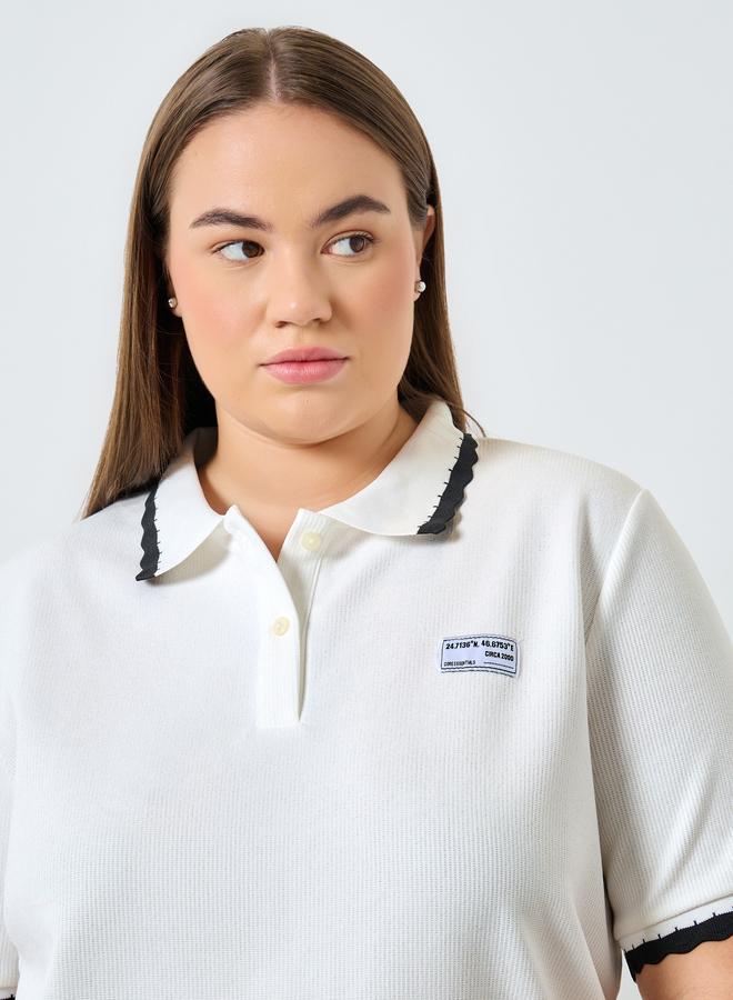 Styli Plus Size White Polo T-Shirt - Image 3
