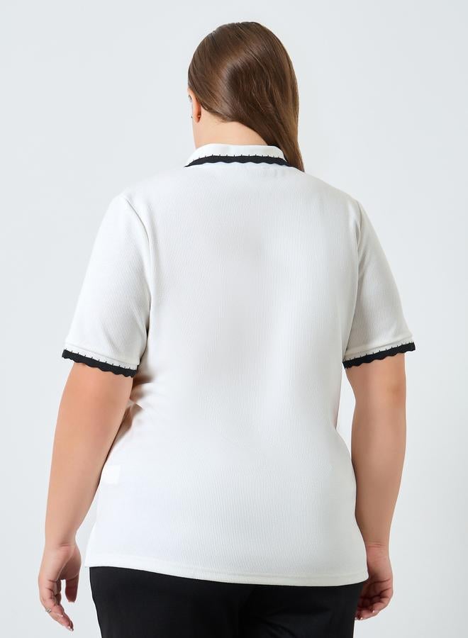 Styli Plus Size White Polo T-Shirt - Image 4