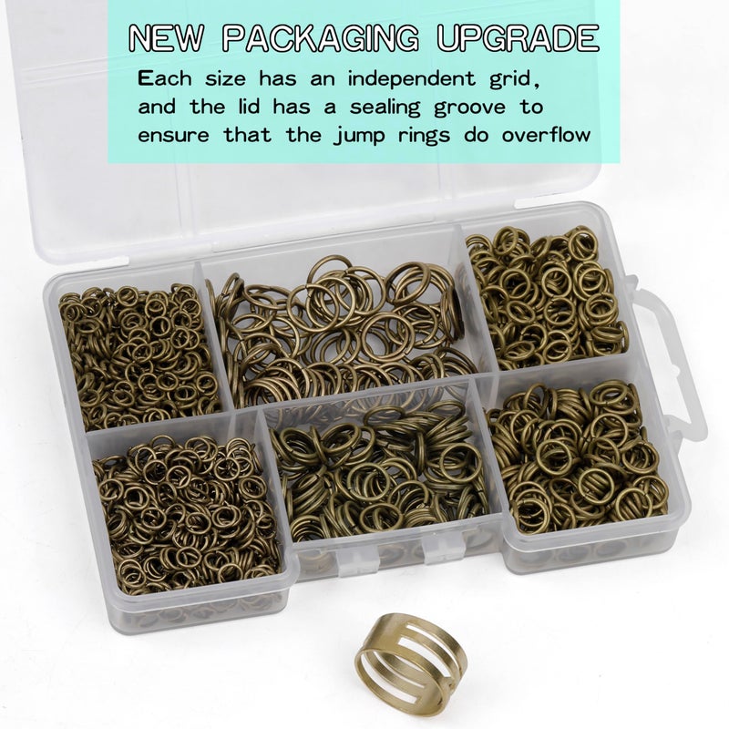 GMMA 1400 Pcs Jump Rings for Jewelry Making Mixed 6 Sizes/Box Jump Rings for Keychains Necklace Repair and DIY Crafts Gifts 4mm 6mm 5mm 7mm 8mm 10mm Jump Rings with Open/Close Tool (Antique Bronze) - Image 2