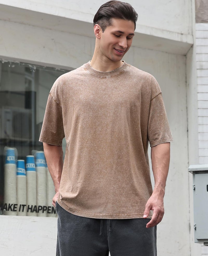 KEEPSHOWING 3 Pcs Oversized Heavy Cotton Summer T-Shirts Vintage Unisex Short Sleeves Casual Loose Basic Tops(A-Coffee+Grey+Black 2XL) - Image 2