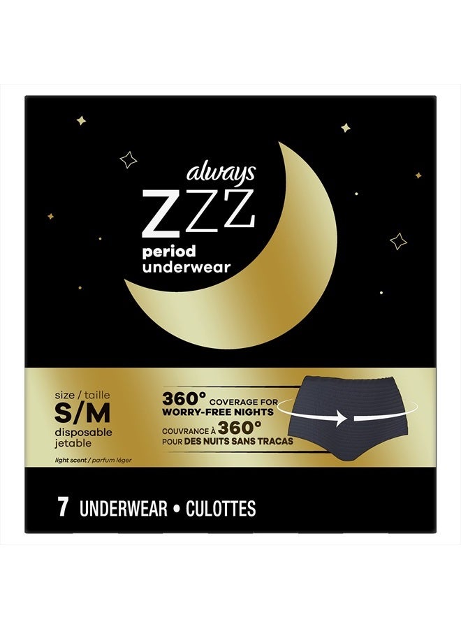 Always ZZZ Overnight Disposable Period Underwear for Women Size S/M, 360 Degrees Coverage, 7 Count - Image 1
