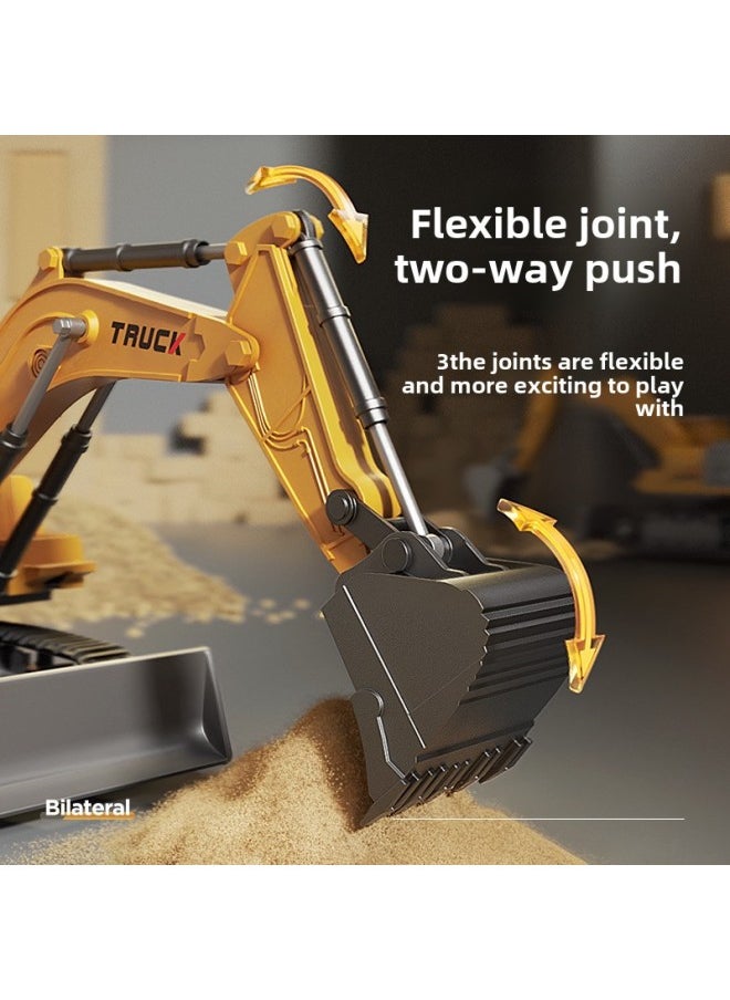 Generic - [Tao Doodle] Large Alloy Remote Control Excavator Toy Car Little Boy Electric Excavator Car Engineering Vehicle-Colour:5-channel - Excavator - Plastic Version Of Classic Yellow.-Proportion:[play Version] 3 Sets Of Lithium Batteries - Image 1