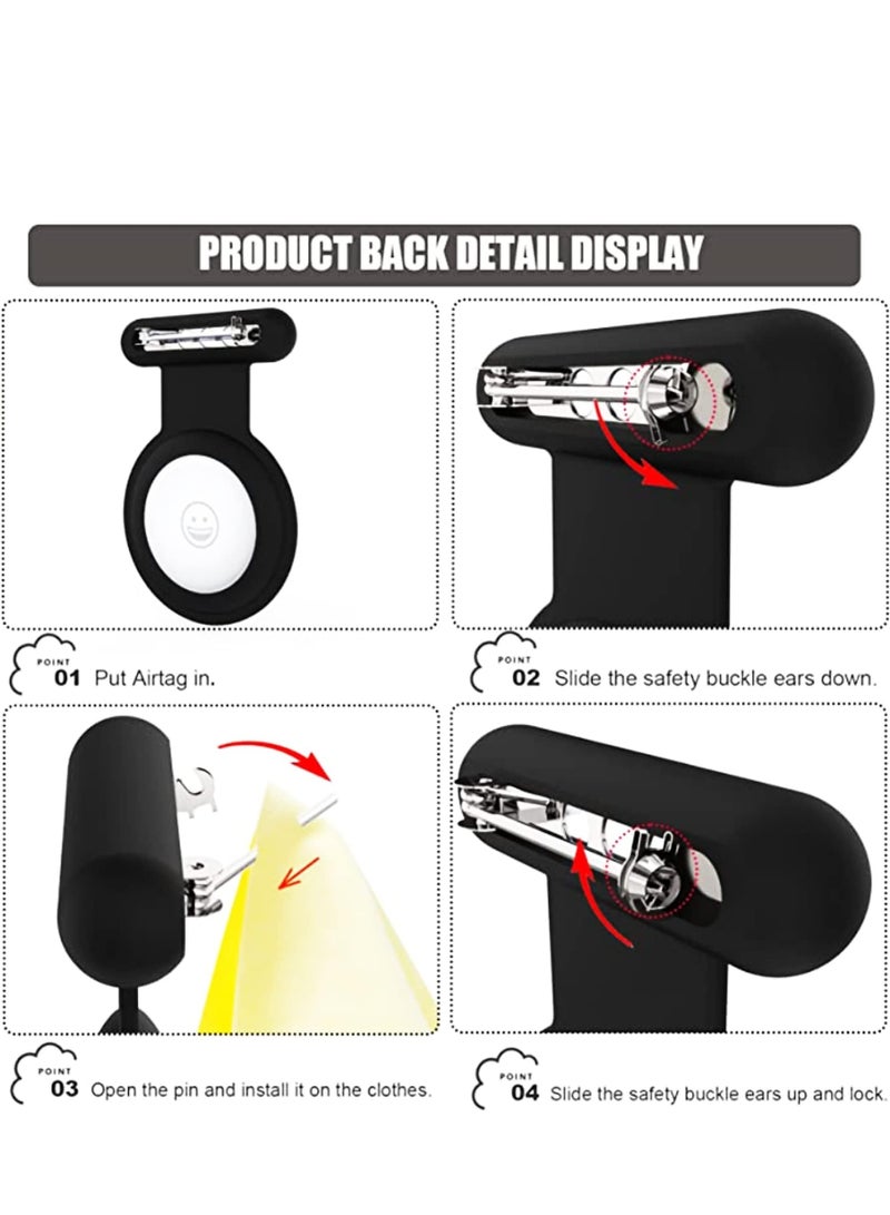 Silicone Airtag Case with Invisible Pin, Hidden for Apple Airtag Protective Cover for Clothing Backpack Luggage (White/Grey/Black/Blue) - Image 5