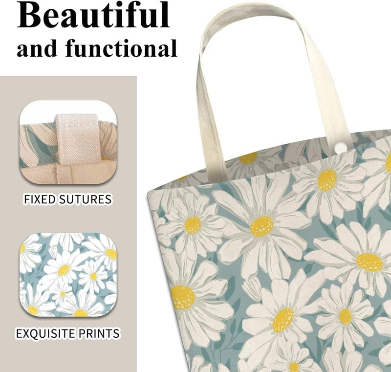 ABUIFDK Car Trash Can, Cute Car Trash Bag, Hanging Car Organizer and Storage Bag, Trash Bin for Car Accessories, Vehicle, Travelling, Camping Cute Blue White Daisy - Image 4