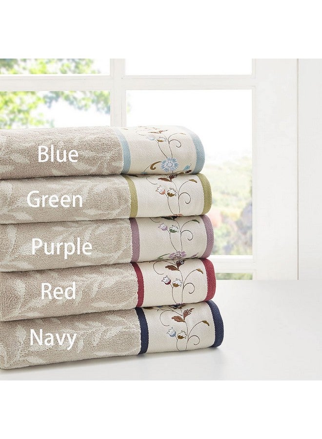 madison park Madison Park Serene 100% Cotton Bath Towel Set Luxurious Floral Decorative Towels for Bathroom Embroidered Cotton Jacquard Design Soft Highly Absorbent for Shower 600 GSM, Multi-Sizes, Purple 6 Piece  - Image 5