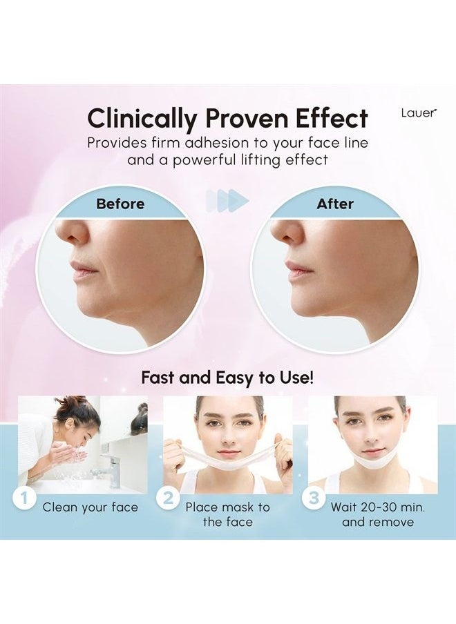 lauer cosmetic - V Shaped Slimming Face Mask Double Chin Tightener V Line Lifting Belt Neck Lift Tape Face Patch For Firming and Tightening Skin Chin Up Slimming Strap Collagen Mask with Hyaluronic Acid Aloe Vera (10p - Image 1