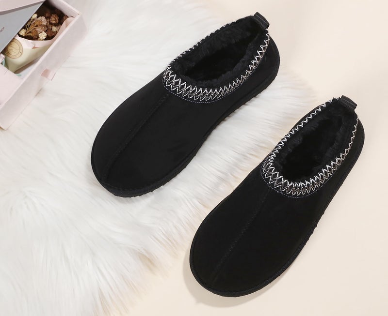 SMajong Women's Fuzzy Slippers Cozy Memory Foam House Shoes Winter Warm Loafer Slippers Indoor,Black 8.5 US - Image 3