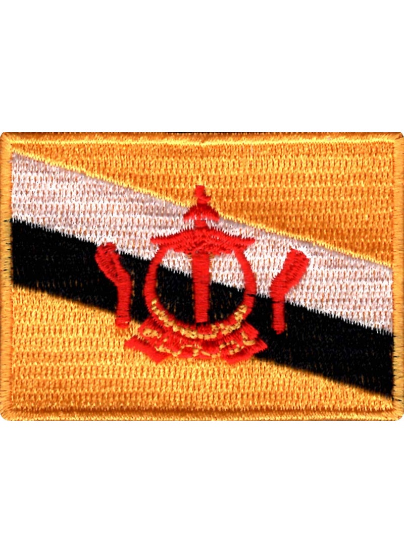 Artist Unknown Brunei Flag Applique Embroidered Sweing Patch Suitable for Jackets, Bags, T-Shirts, Jeans, Pants, Outdoor Clothing ; Size: 7cm x 5cm ; Imported from Malaysia (1 Piece).  - Image 1