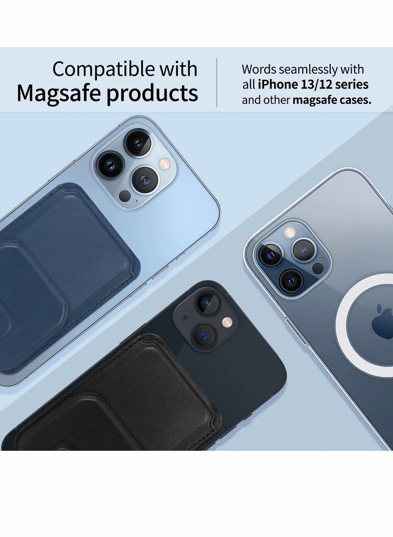 حامل بطاقات لظهر الهاتف، حامل هاتف مغناطيسي محفظة Apple MagSafe، جراب قابل للفصل متوافق مع iPhone 12 Pro MAX (أزرق داكن) - Image 2