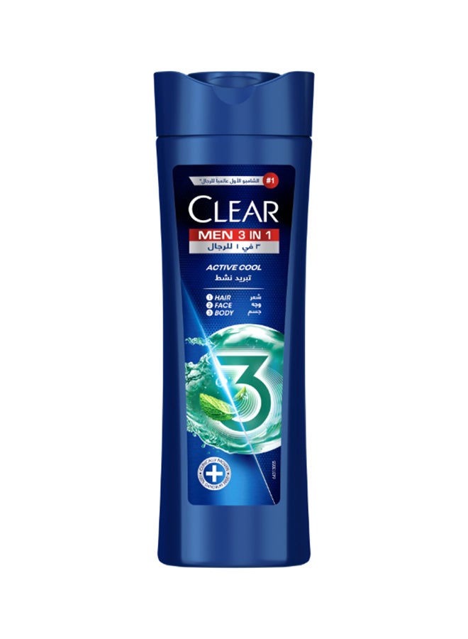 CLEAR Men 3 In 1 Shampoo Body And Face Wash Active Cool 400ml - Image 1