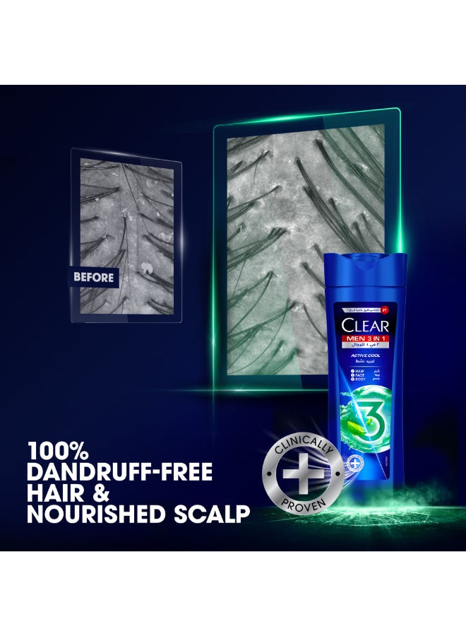 CLEAR Men 3 In 1 Shampoo Body And Face Wash Active Cool 400ml - Image 5