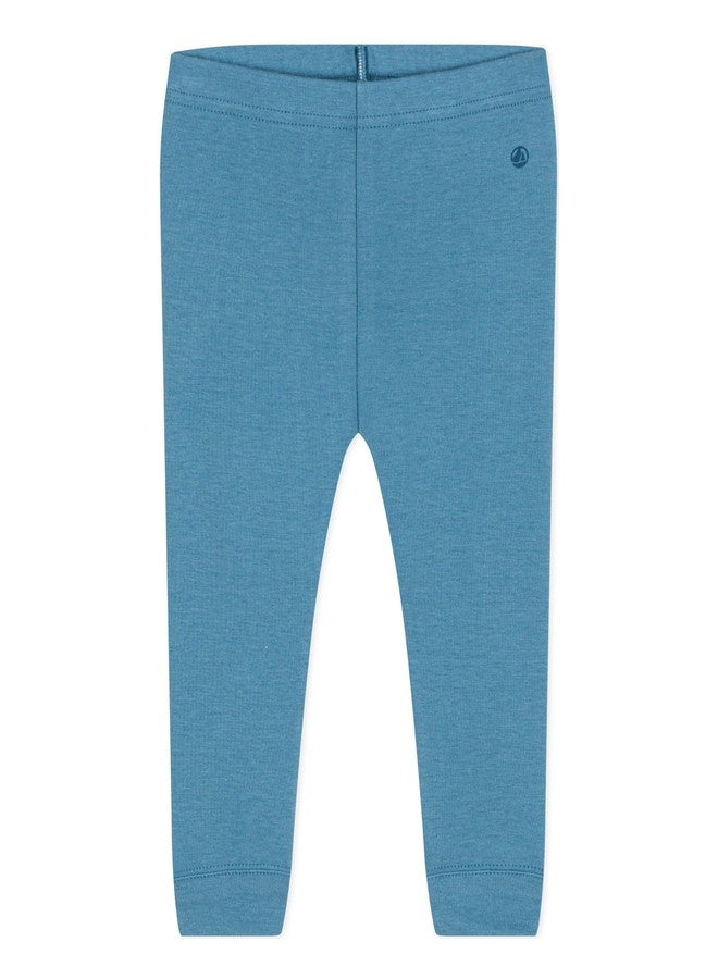 Petit Bateau سروال ليجنز قطن للأطفال من بيتي باتو لون أزرق مقاسات 3-36 شهر (مقاس 3 أشهر نمط A08D6 أزرق) - Image 1