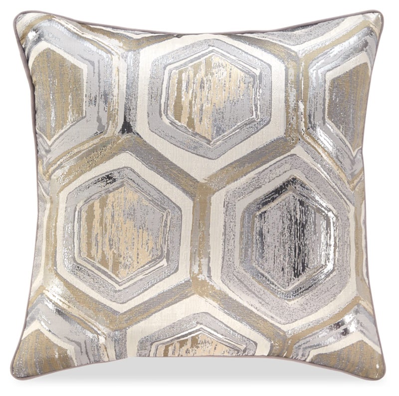 Signature Design by Ashley Signature Design by Ashley Meiling Geometric Throw Pillow 20 x 20 Inches Metallic Silver and Gold  - Image 1
