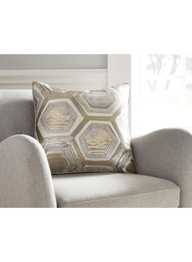 Signature Design by Ashley Signature Design by Ashley Meiling Geometric Throw Pillow 20 x 20 Inches Metallic Silver and Gold  - Image 3