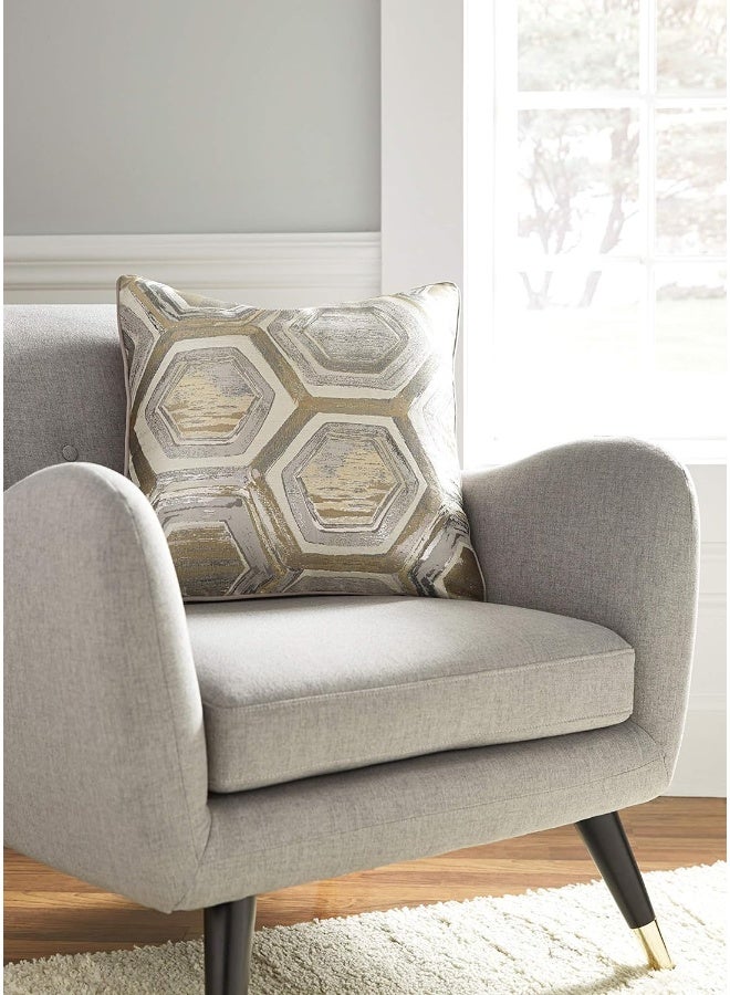 Signature Design by Ashley Signature Design by Ashley Meiling Geometric Throw Pillow 20 x 20 Inches Metallic Silver and Gold  - Image 2