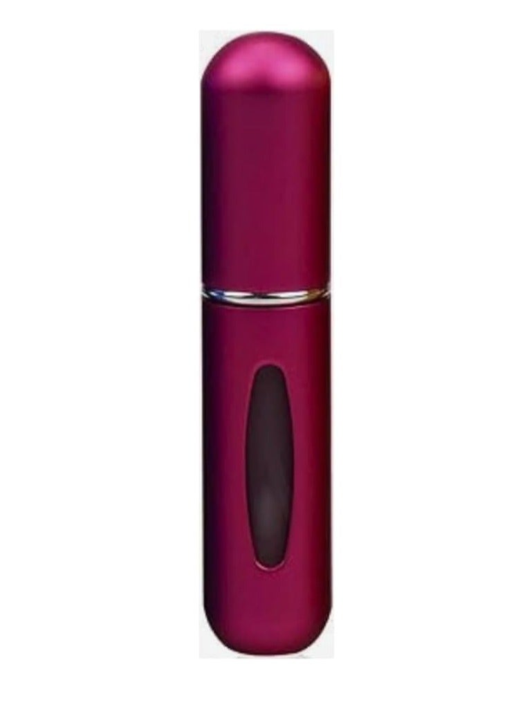 زجاجة عطر صغيرة فاخرة قابلة لاعادة الملء بسعة 5 مل، زجاجة بخاخ دائرية فارغة لمستحضرات التجميل للسفر (لون فوشيا غير لامع) - Image 1