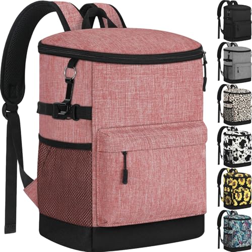 Tenot Cooler Backpack 33 Cans Backpack Coolers Insulated Leak Proof Soft Beach Cooler Bag for Men Women Ice Chest Backpack Camping Hiking Picnic Travel Cooler Lunch Backpack Pink - Image 1