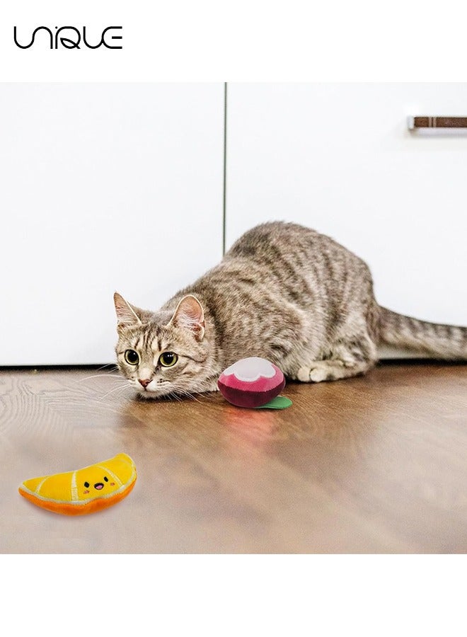 Unique Cat Catnip Toy for Cats, 6 Pcs Fruit Type Cat Chew Toy with Catnip, Soft&Cute Plush Cat Toys for Indoor Cats to Playing Chewing Teeth Cleaning Cat Interactive Toys (6pcs)  - Image 4