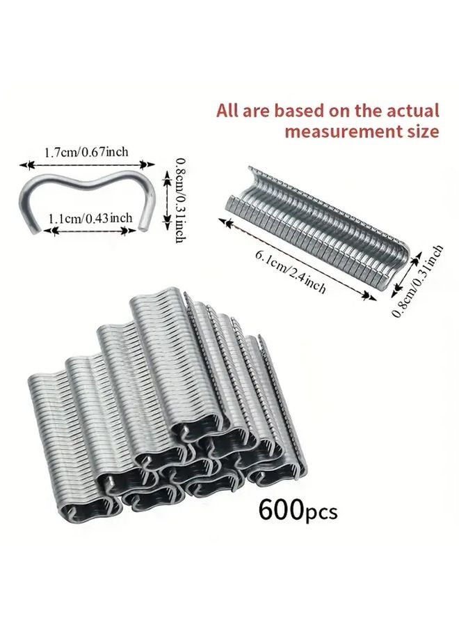 600pcs M Type Alloy Steel Cage Clips Hog Ring Pliers For Furniture Mounting Animal Cages Wire Fences DIY - Image 2