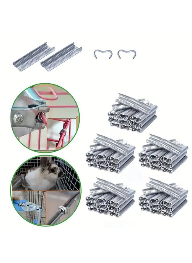 600pcs M Type Alloy Steel Cage Clips Hog Ring Pliers For Furniture Mounting Animal Cages Wire Fences DIY - Image 1