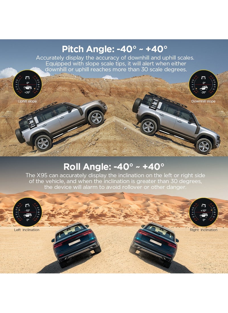 Autool AUTOOL X95 Car Multifunctional Head Up Display HUD Off-road GPS Altitude Speed Display Slope Meter Car 4×4 Inclinometer Provide Slope Angle Speed Satellite  - Image 4