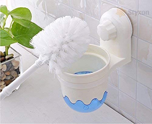 Honexa Leakproof No Hole in Holder Toilet Brush with Holder Bathroom Toilet Bowl Brush Set NonSlip Handle Wall MountedFloor Standing