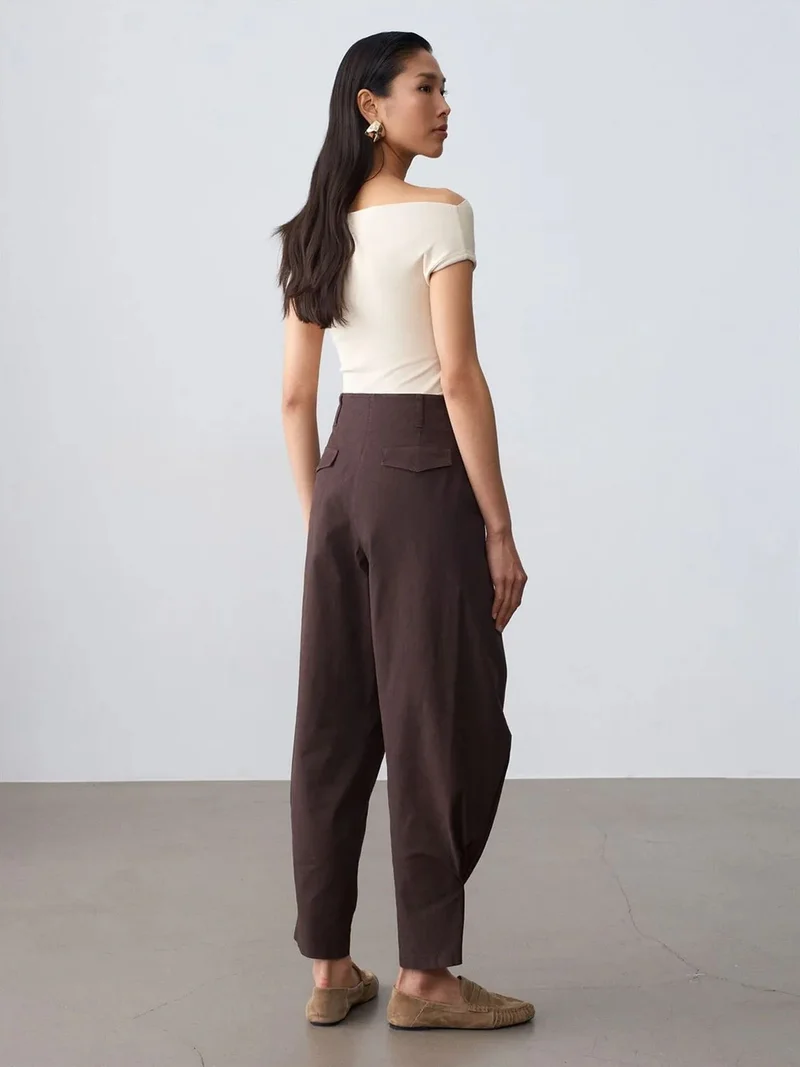 ديلفين DILVIN Women’s High-waist Wide-leg Poplin Trousers