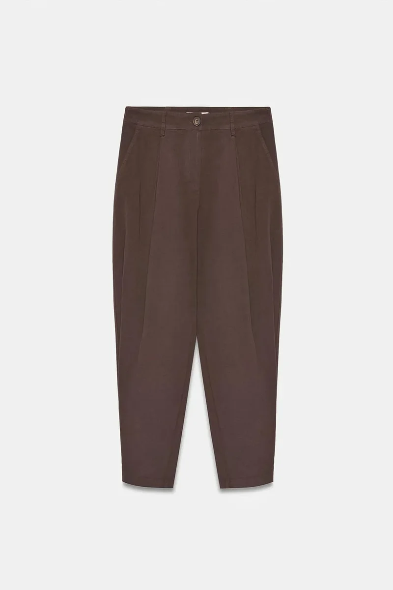 Dilvin Coffee Brown DILVIN Women’s High-waist Wide-leg Poplin Trousers for Women | Best Price UAE