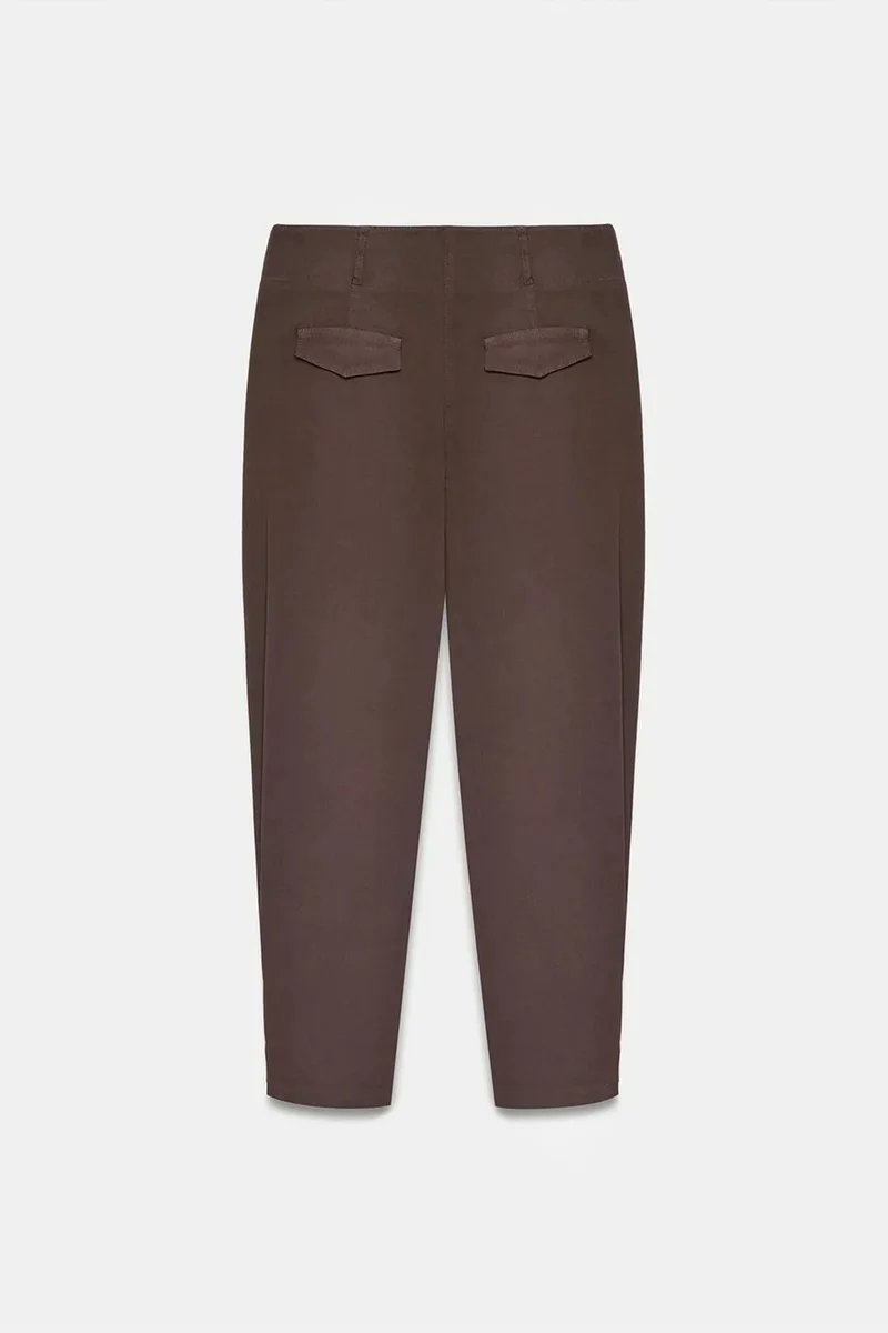 Dilvin Coffee Brown DILVIN Women’s High-waist Wide-leg Poplin Trousers for Women | Best Price UAE